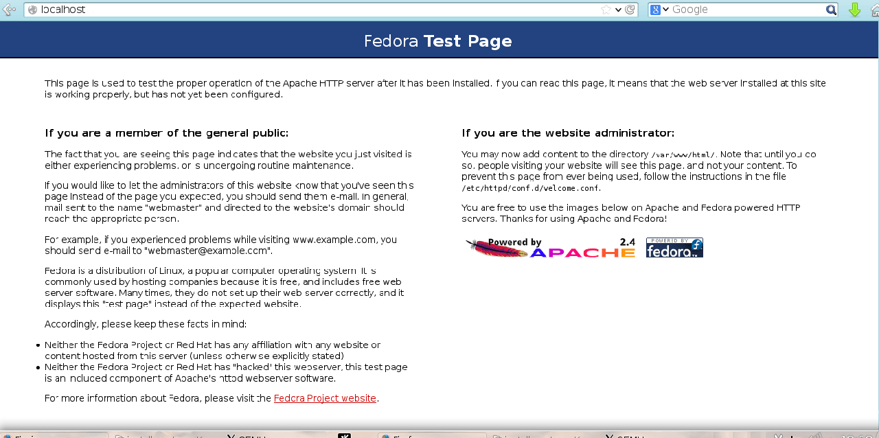 Apache default page running from Docker container