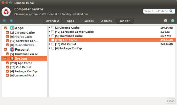 清理 Ubuntu 系统的 Ubuntu Tweak 工具