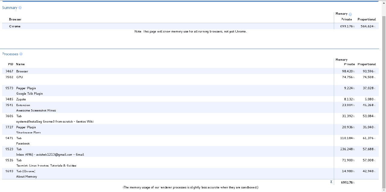 Check Chrome Memory Usage