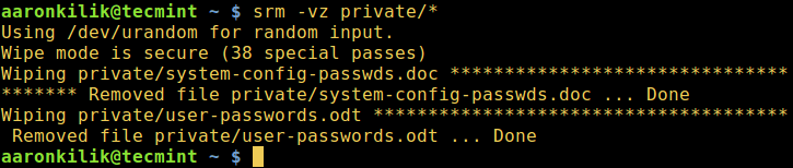 srm - Securely Delete Files in Linux
