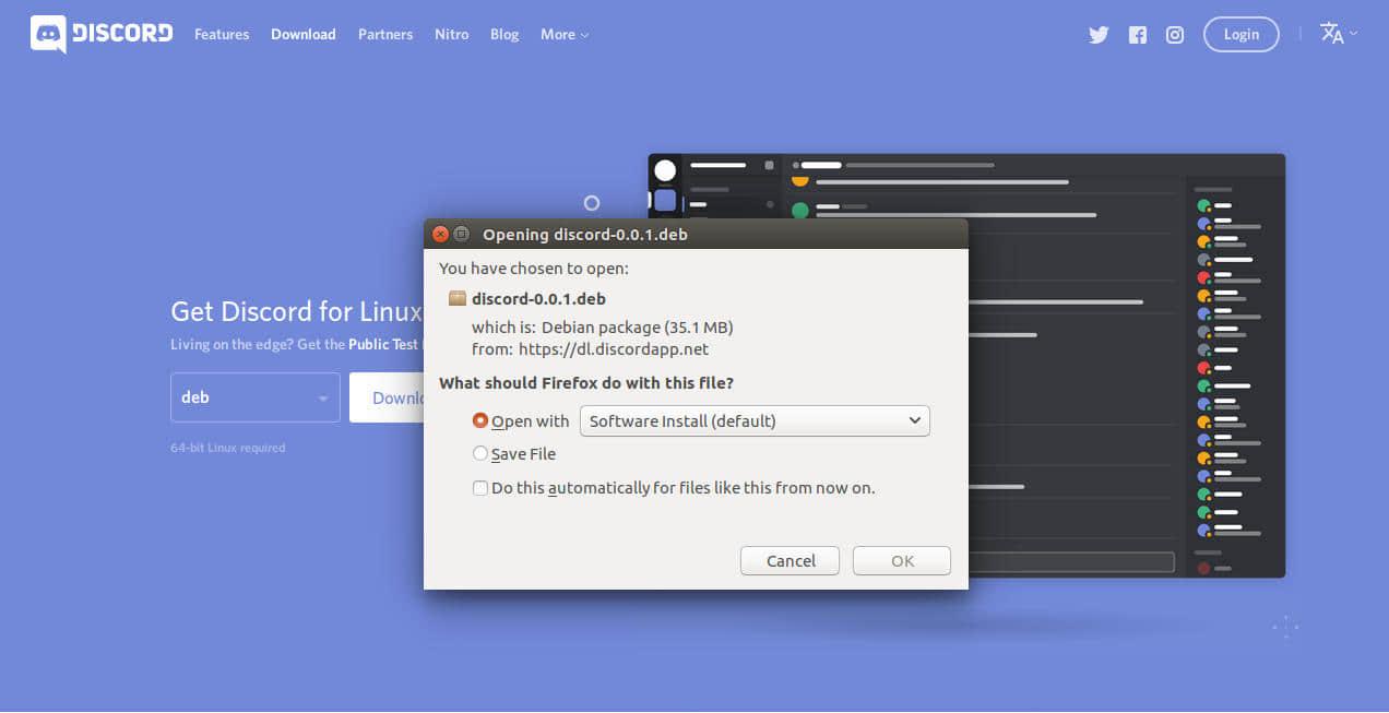Ubuntu prompt to install Discord Ubuntu prompt to install Discord