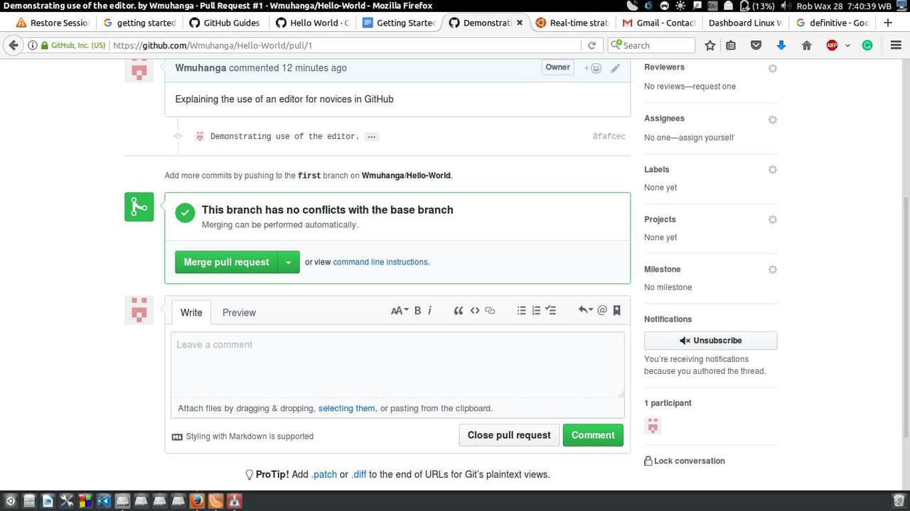 merge the pull request github