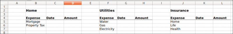 A row of expenses A row of expenses
