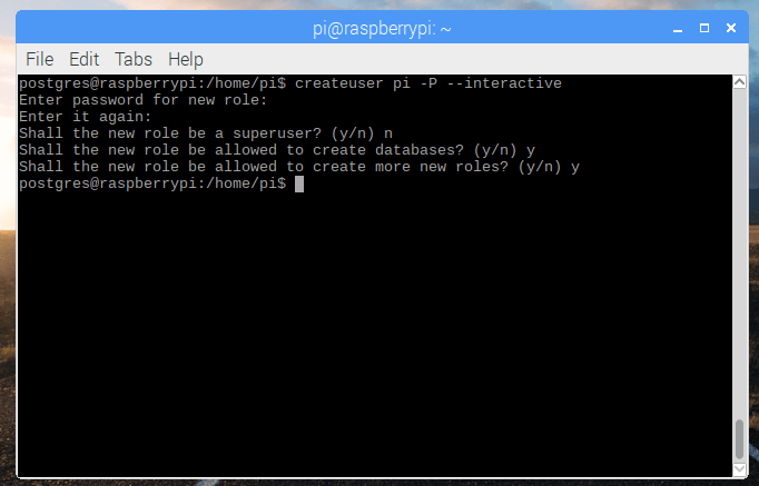 creating a postgres user creating a postgres user