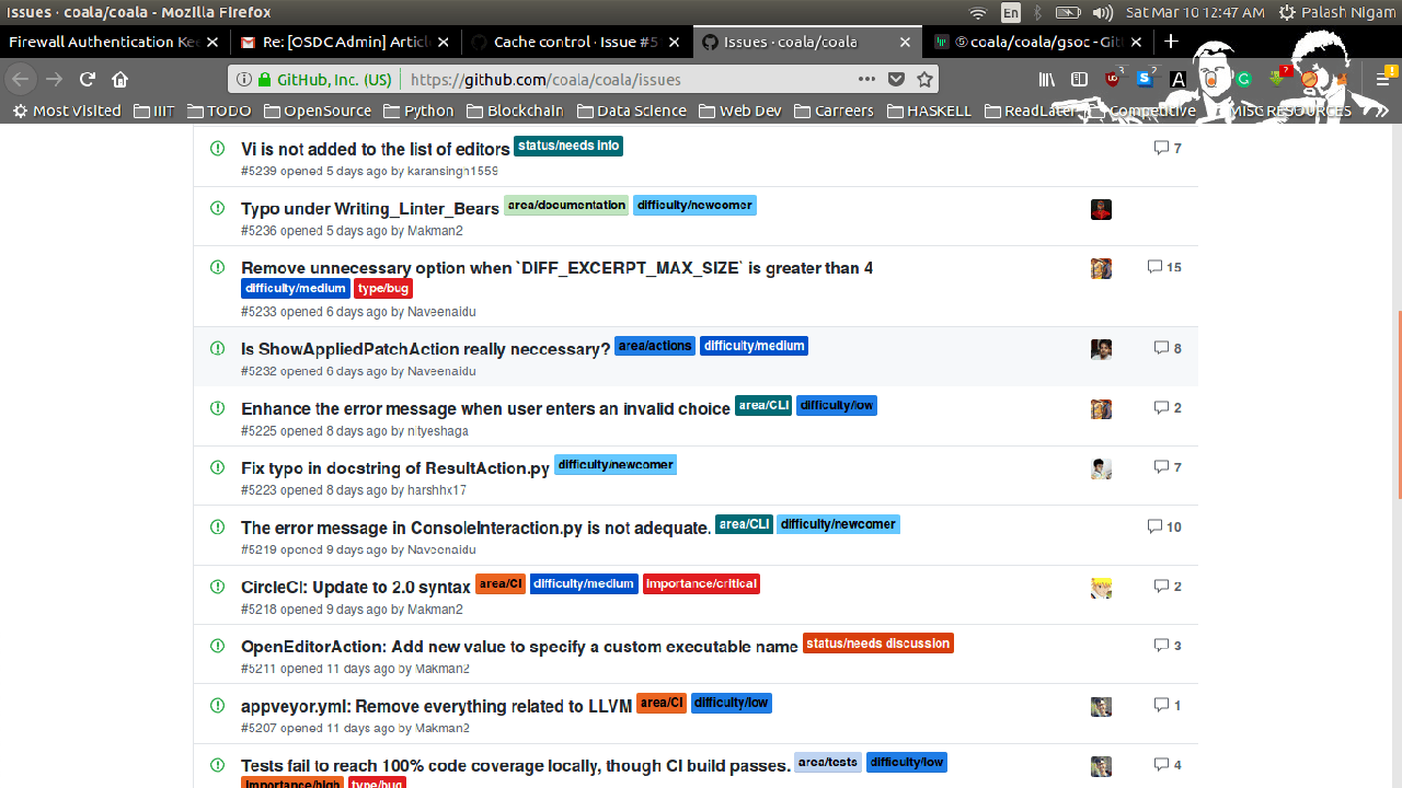 Coala labeled issues Coala labeled issues