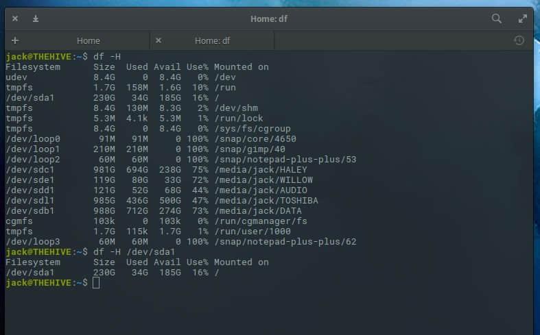 disk usage