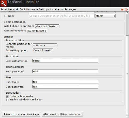 SliTaz installer SliTaz installer