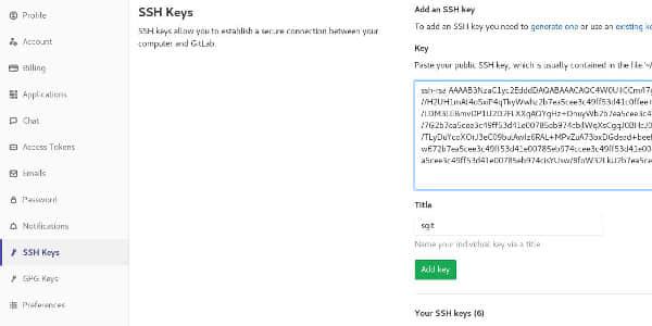Adding key file data to GitLab Adding key file data to GitLab