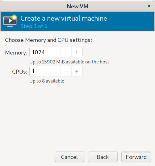 Step 3 Set CPU and Memory Step 3 Set CPU and Memory