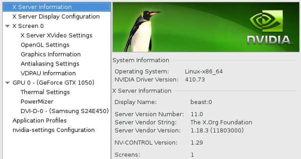 Nvidia configuration application Nvidia configuration application