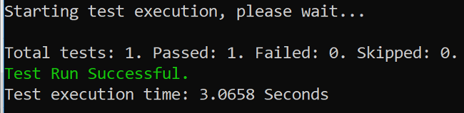 Unit test successful 单元测试通过了