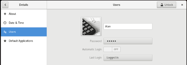 GNOME user settings GNOME user settings