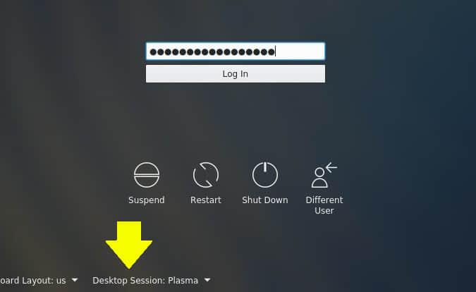Select your desktop session with KDM Select your desktop session with KDM