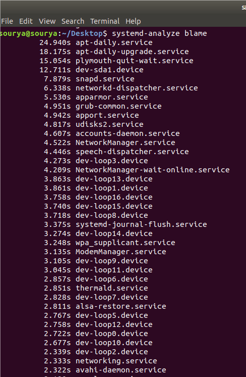 图 4:systemd-analyze blame 的输出