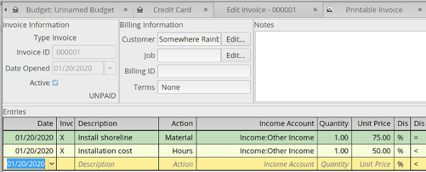 GnuCash create invoice GnuCash create invoice