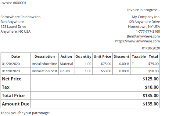 GnuCash invoice GnuCash invoice