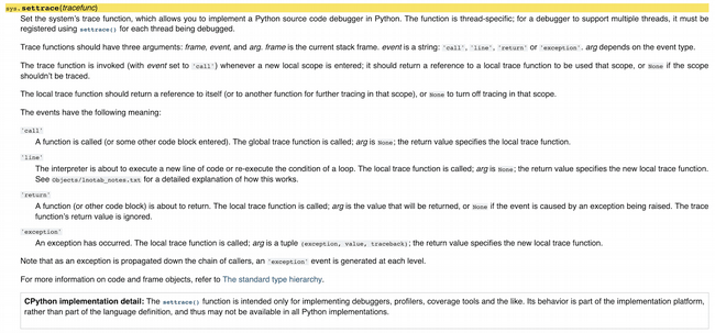set_trace Python 2 docs page set_trace Python 2 docs page