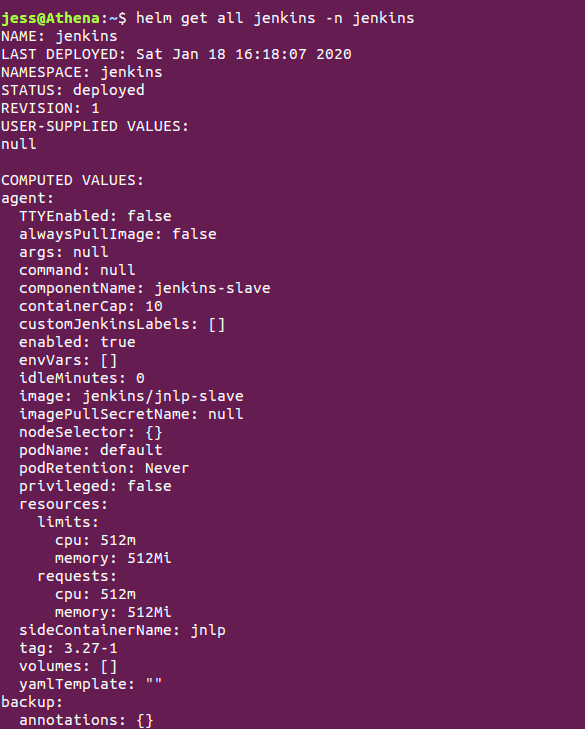 output from helm get all command output from helm get all command