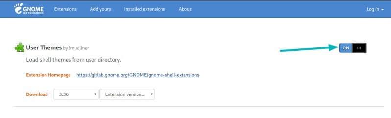 Enable User Themes GNOME Extension