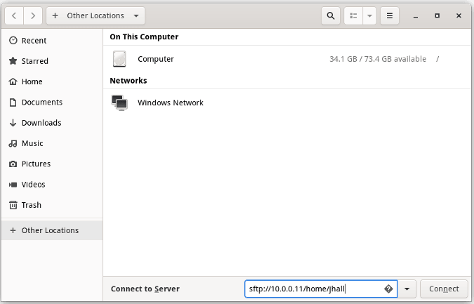 GNOME file manager Connect to Server GNOME file manager Connect to Server