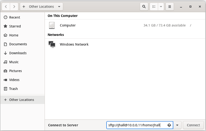 GNOME file manager Connect to Server GNOME file manager Connect to Server