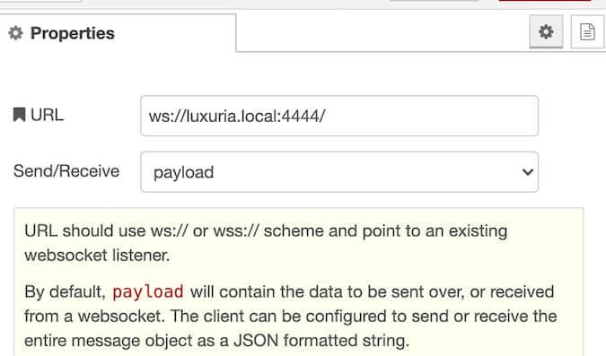 Websocket Out Node configuration Websocket Out Node configuration