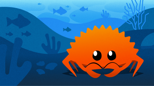 Ferris the crab under the sea, unofficial logo for Rust programming language 海底的螃蟹 Ferris,Rust 编程语言的非官方标志