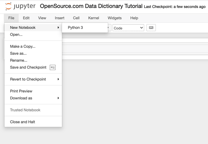 Create Jupyter notebook 新建 Jupyter 笔记本