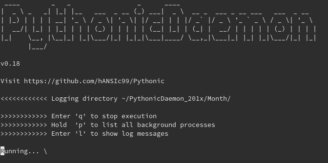 PythonicDaemon console interface PythonicDaemon console interface