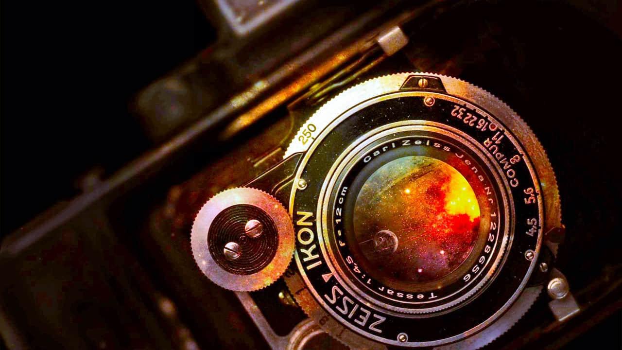 Old camera blue
