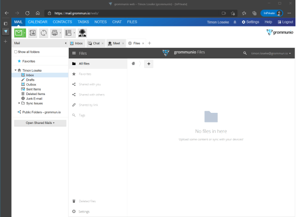 Owncloud for file synchronization and exchange Screenshot of grommunio file sharing space
