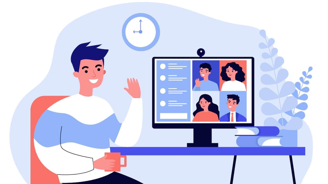 Two people chatting via a video conference app