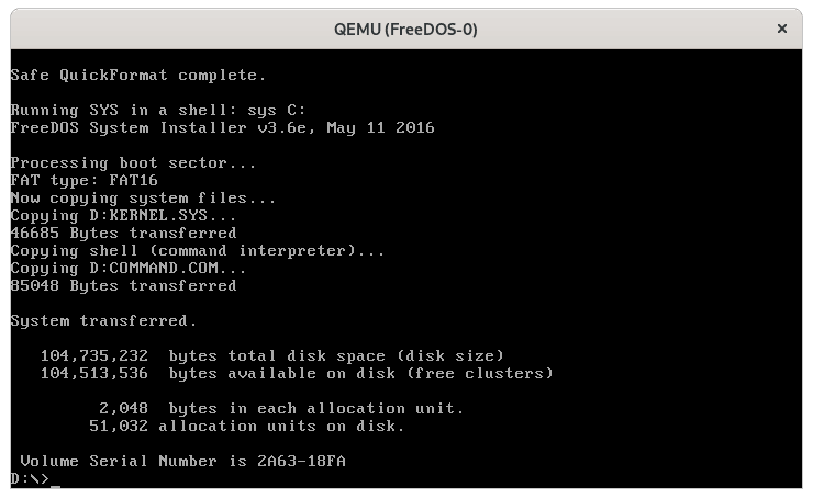 FORMAT /S will use SYS to make the disk bootable formatting the disk