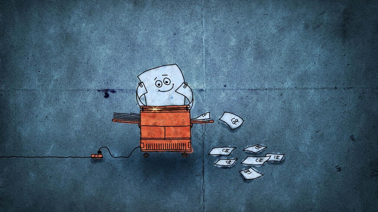 Typewriter with hands