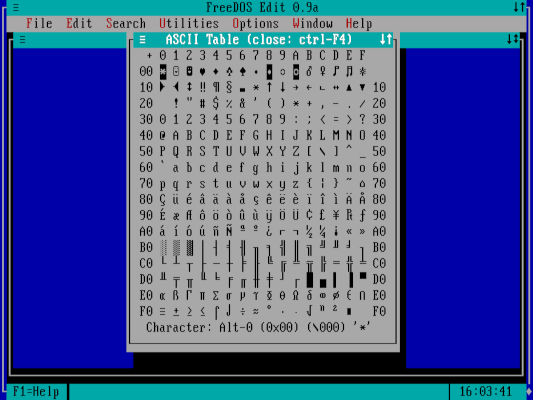 The ASCII Table provides a handy reference for extended characters ASCII 表提供一个便于参考的扩展字符表