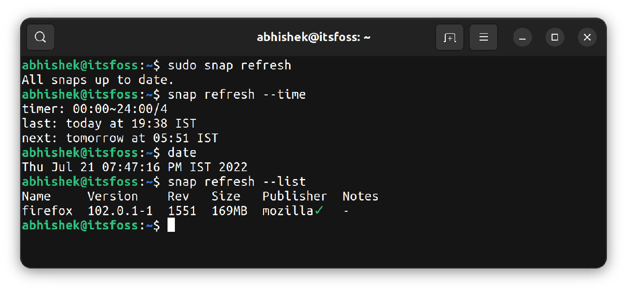Firefox snap won’t be updated automatically if the browser is running