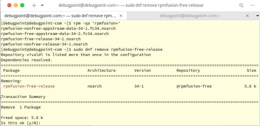 从 Fedora 中移除 rpmfusion