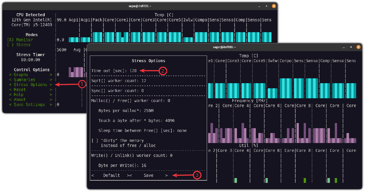 设置 Linux 中 CPU 压力测试的时间长度