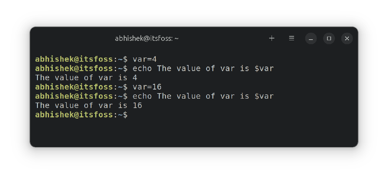 Using variables in shell