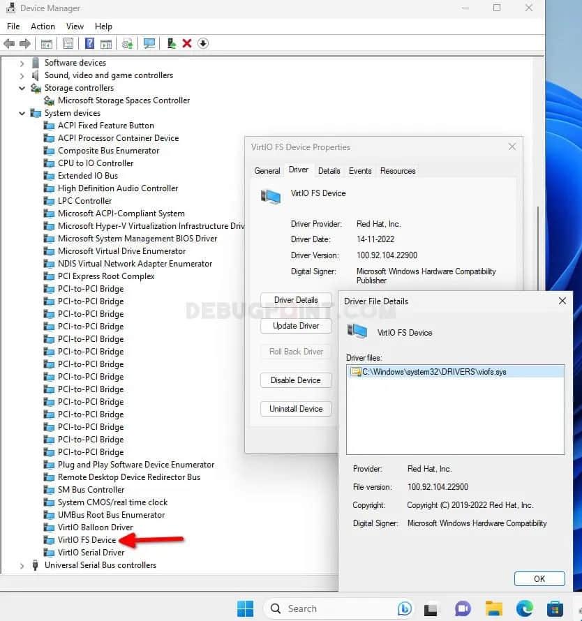 Make sure the Virt IO driver is signed and installed